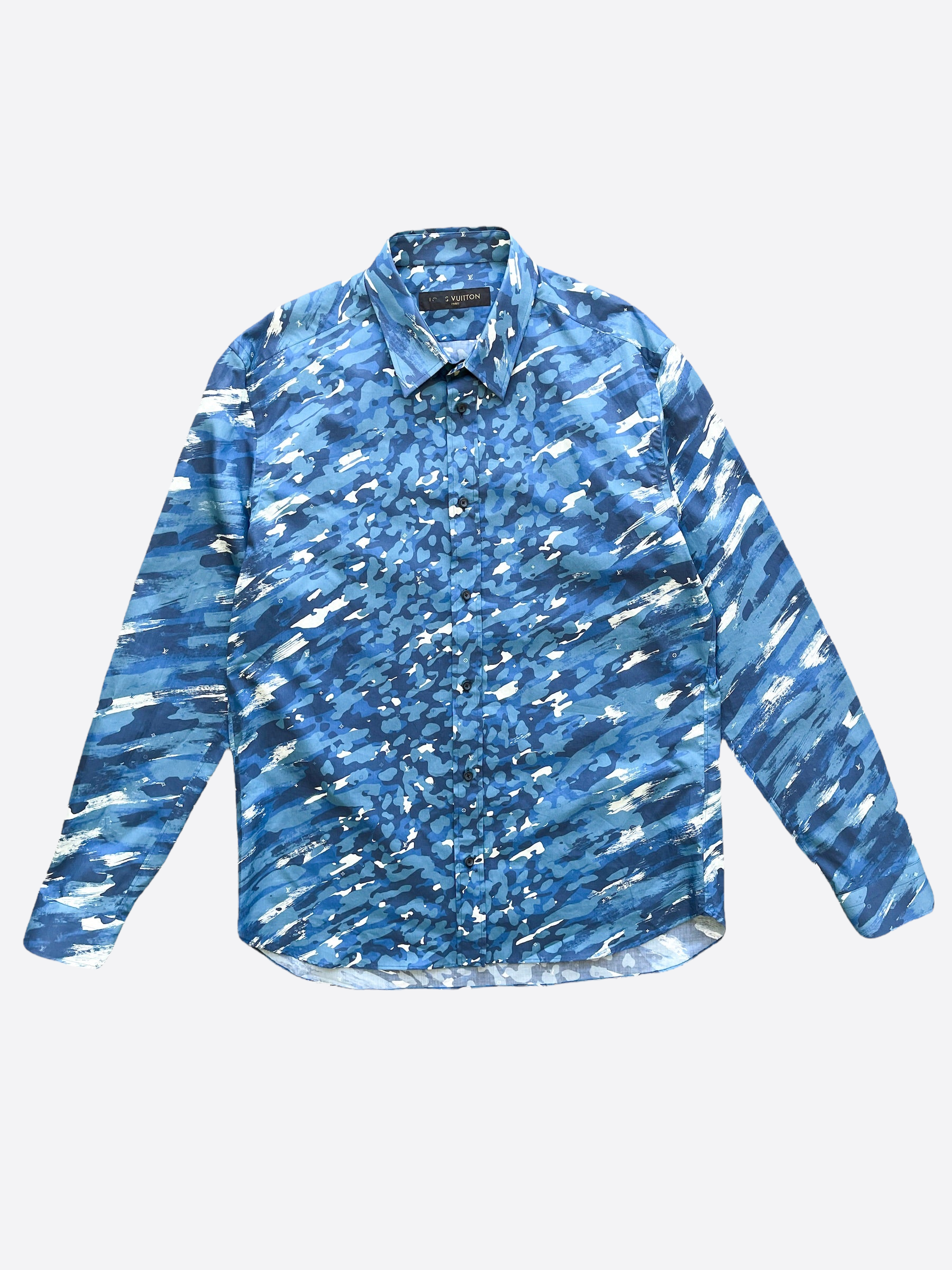 Louis Vuitton Blue Ocean Camo Monogram Button Up Shirt – Savonches