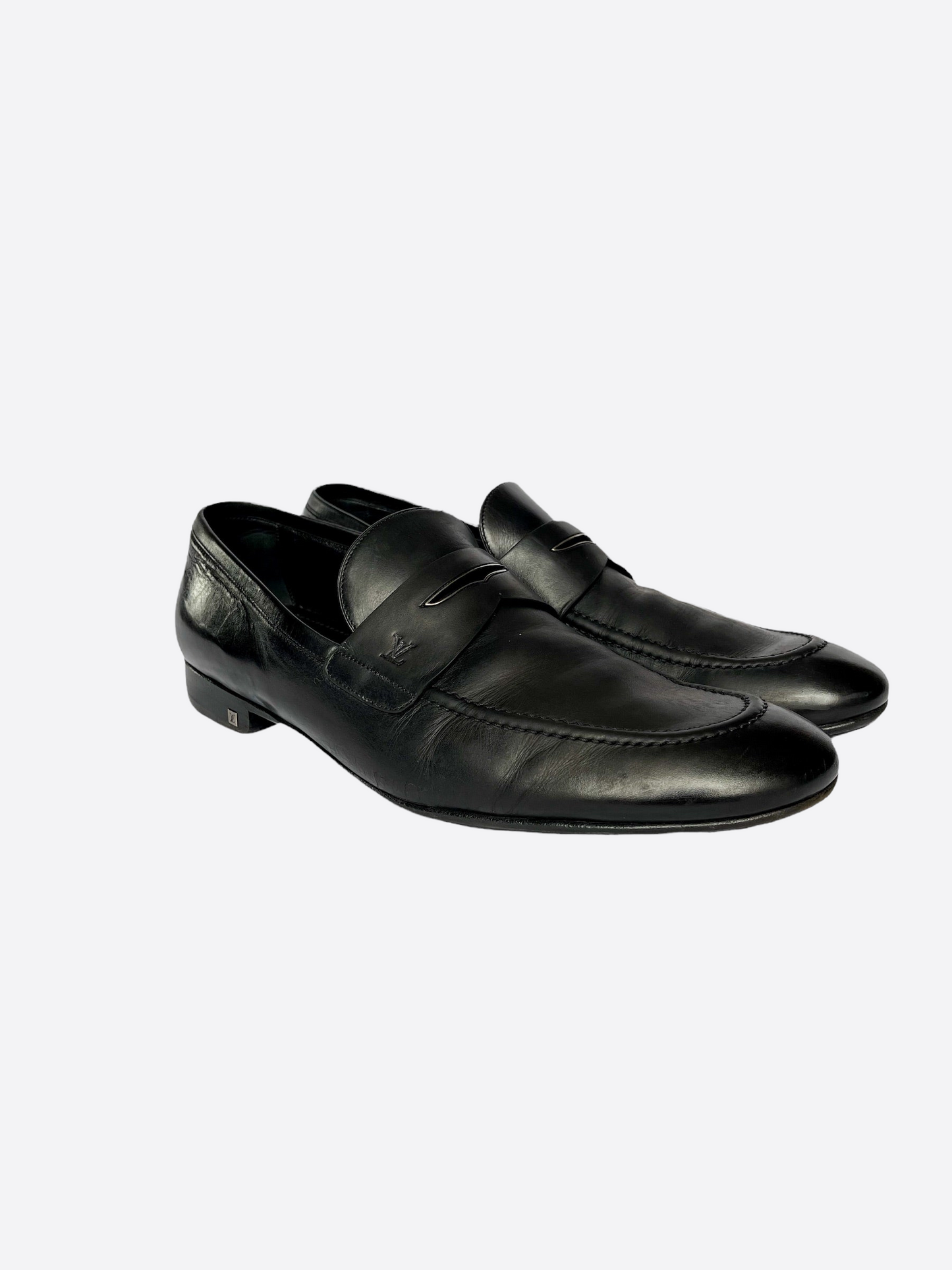 Louis Vuitton Black Leather Penny Loafers