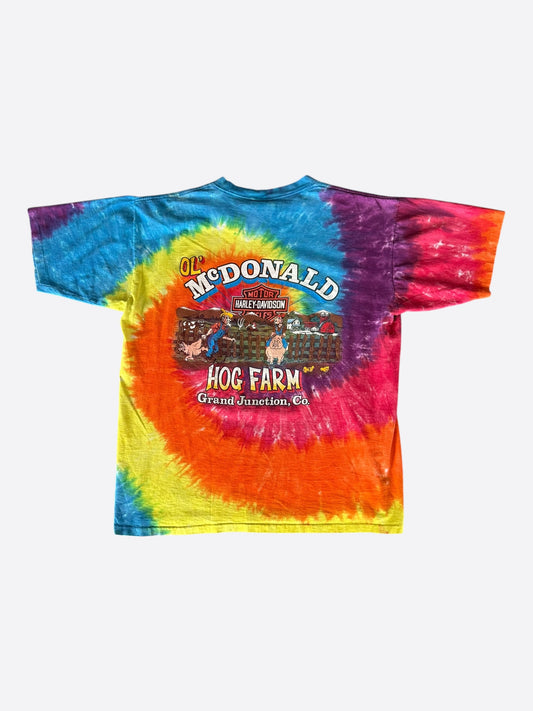 Vintage Tie-Dye Harley-Davidson Ol' McDonald Hog Farm T-Shirt
