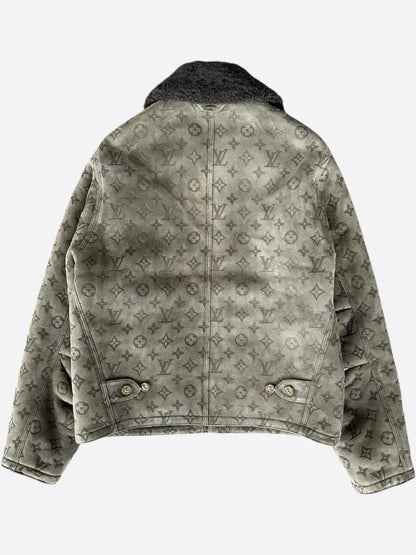 Louis Vuitton Olive Monogram Shearling Jacket