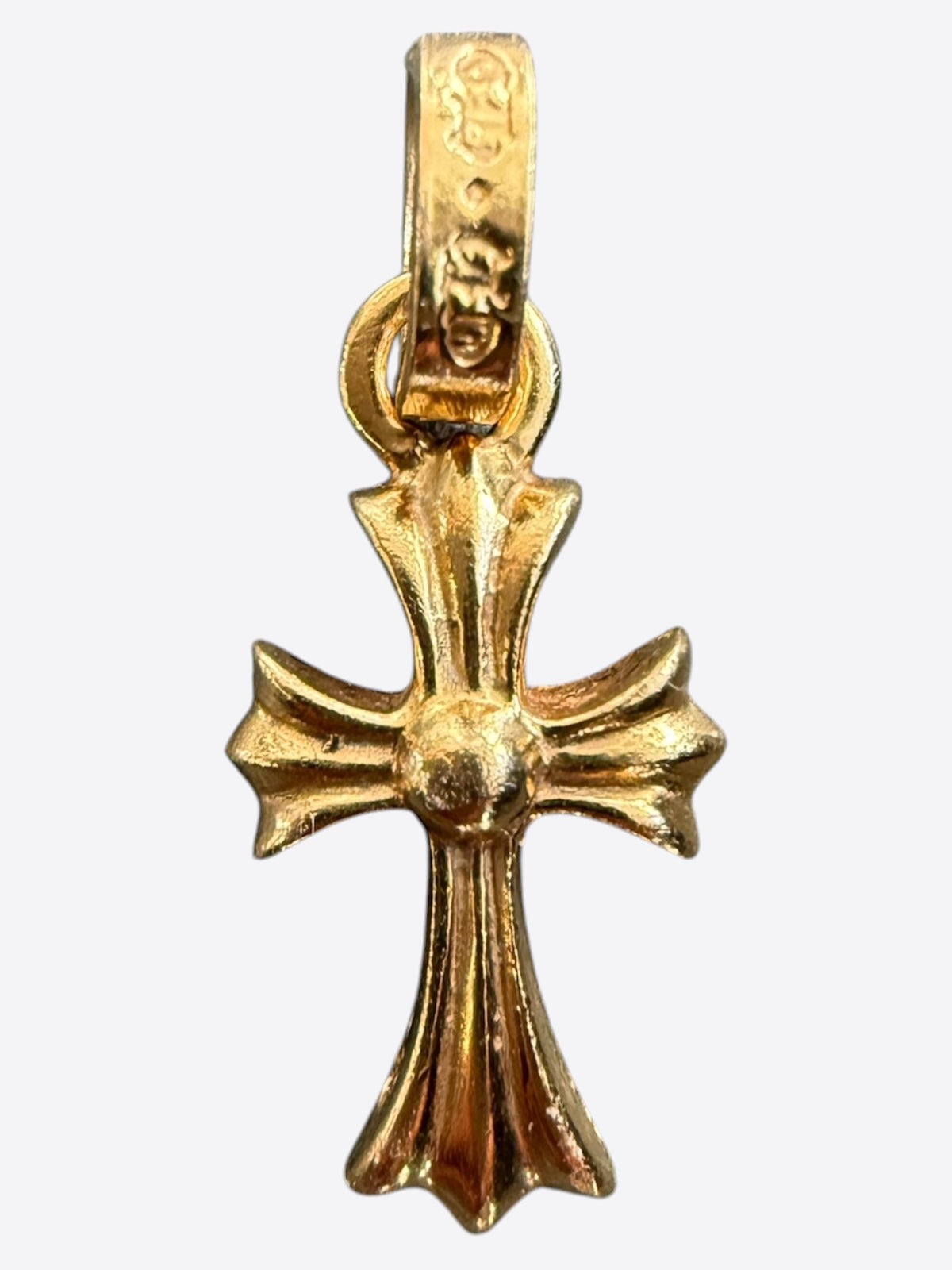 Chrome Hearts 22K Yellow Gold & Emerald Baby Fat Cross Pendant