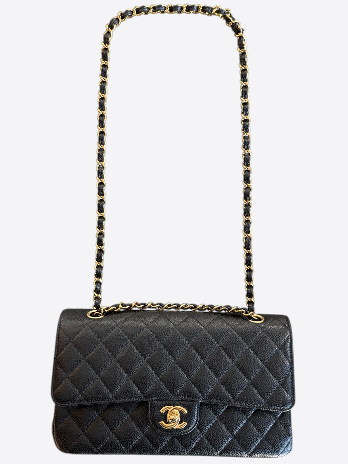 Chanel Black Quilted Caviar Medium Flap Bag