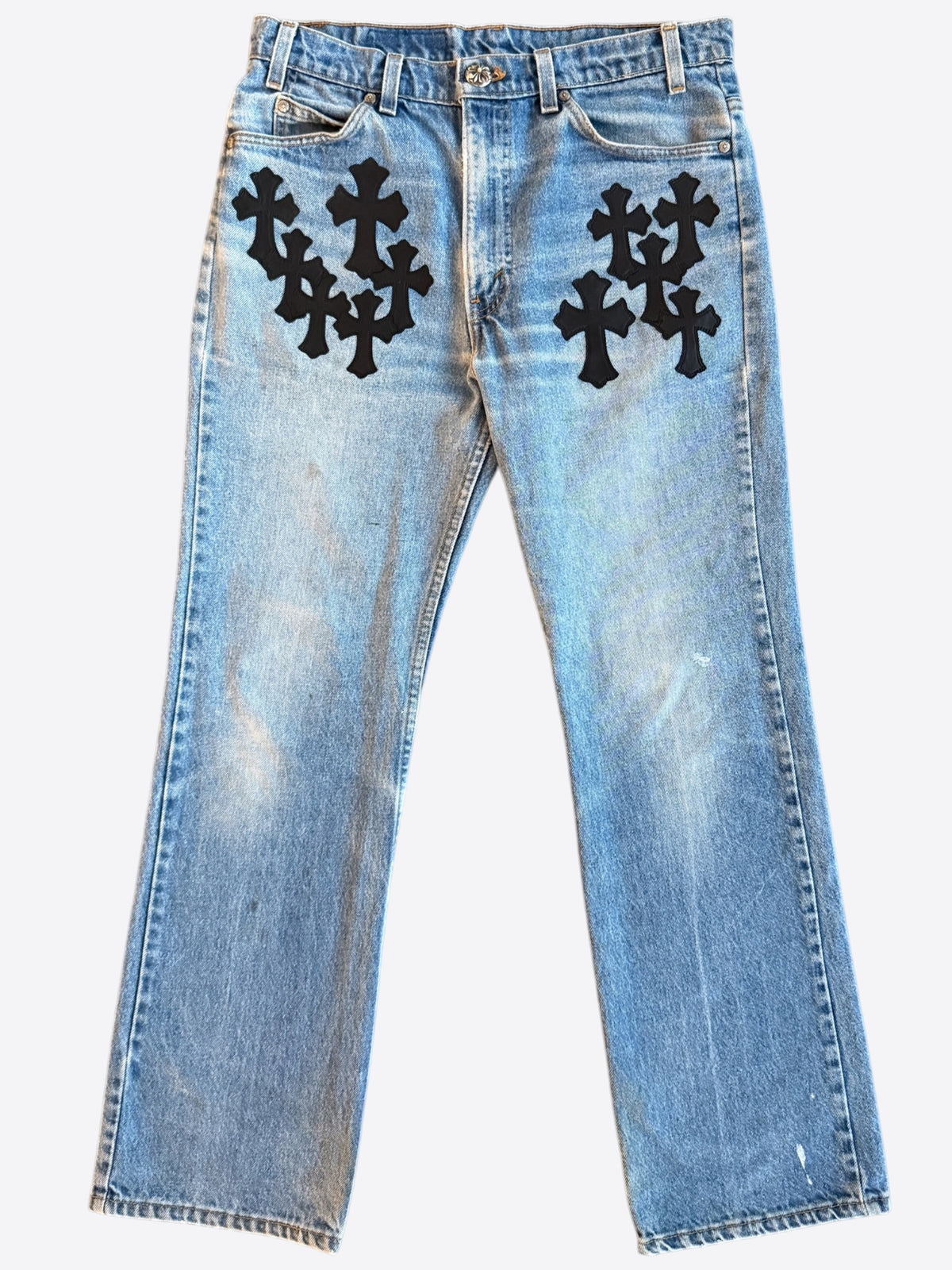 Chrome Hearts Levis Blue & Black Cross Patch Jeans