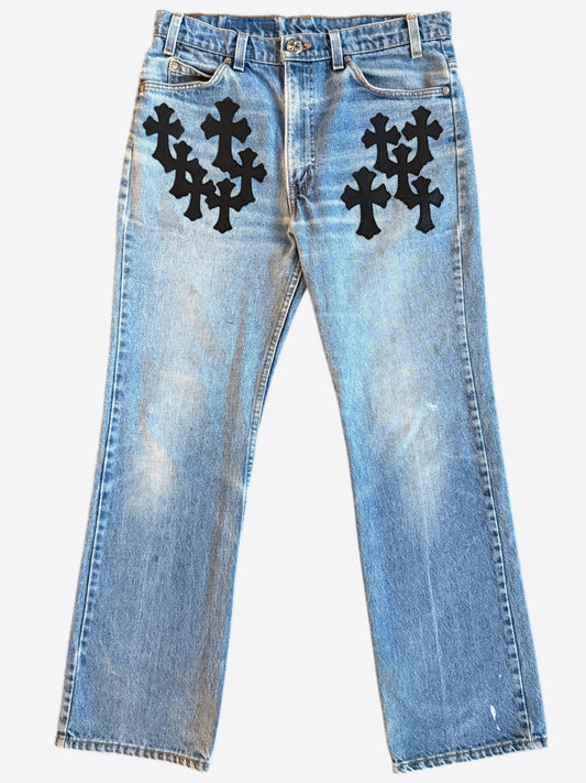 Chrome Hearts Levis Blue & Black Cross Patch Jeans
