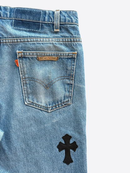 Chrome Hearts Levis Blue & Black Cross Patch Jeans
