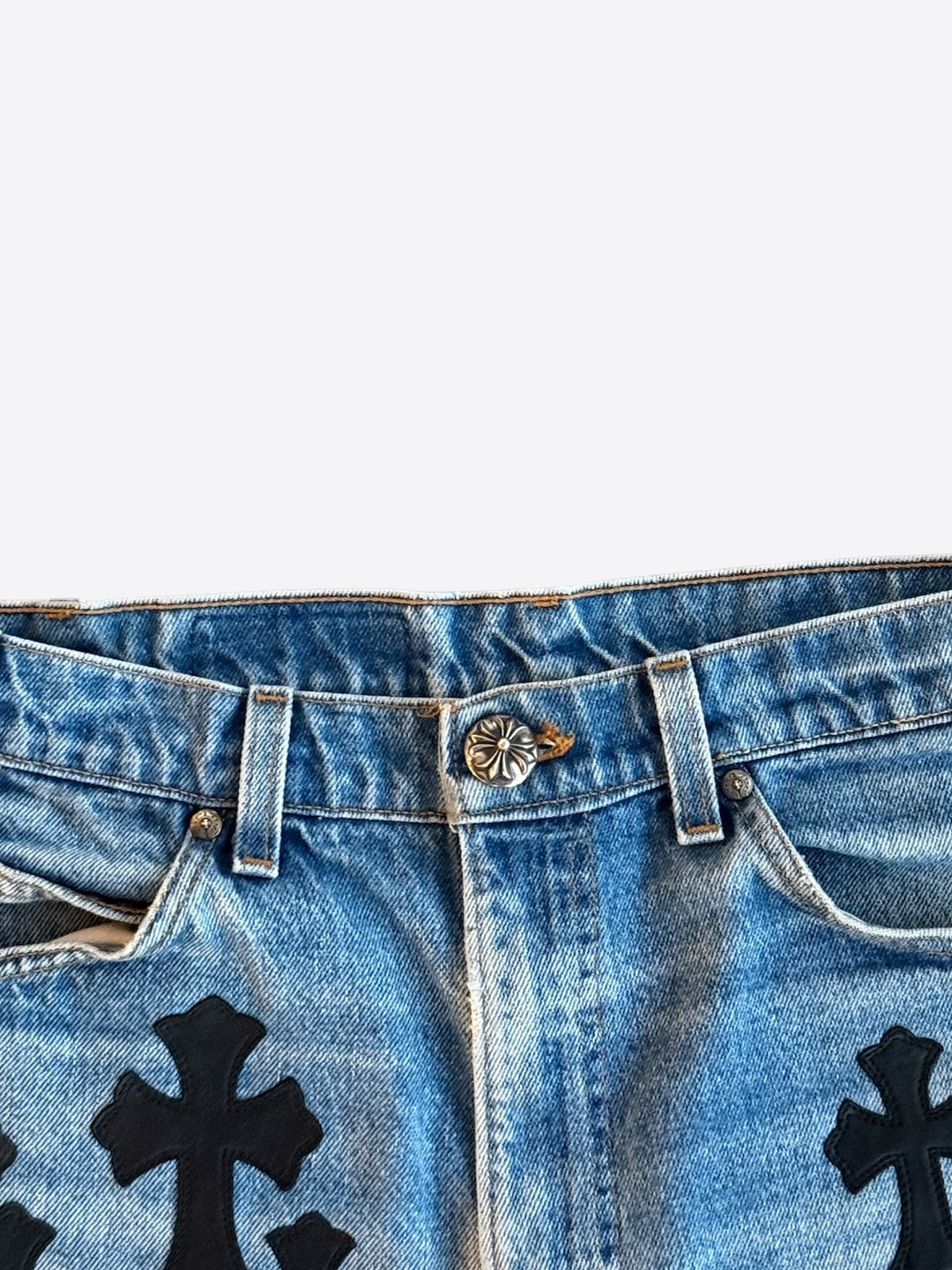 Chrome Hearts Levis Blue & Black Cross Patch Jeans