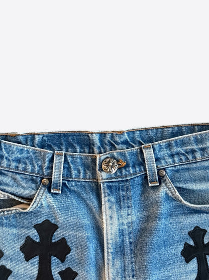 Chrome Hearts Levis Blue & Black Cross Patch Jeans
