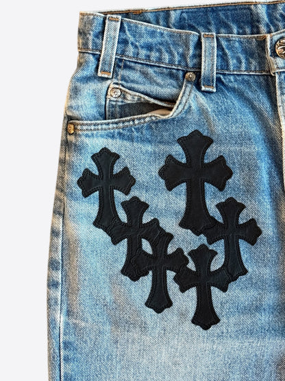 Chrome Hearts Levis Blue & Black Cross Patch Jeans