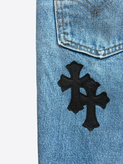 Chrome Hearts Levis Blue & Black Cross Patch Jeans