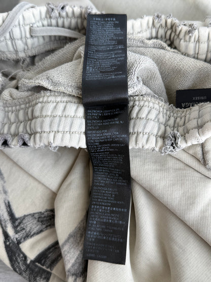 Balenciaga Beige & Black Tattoo Graphic Sweatpants