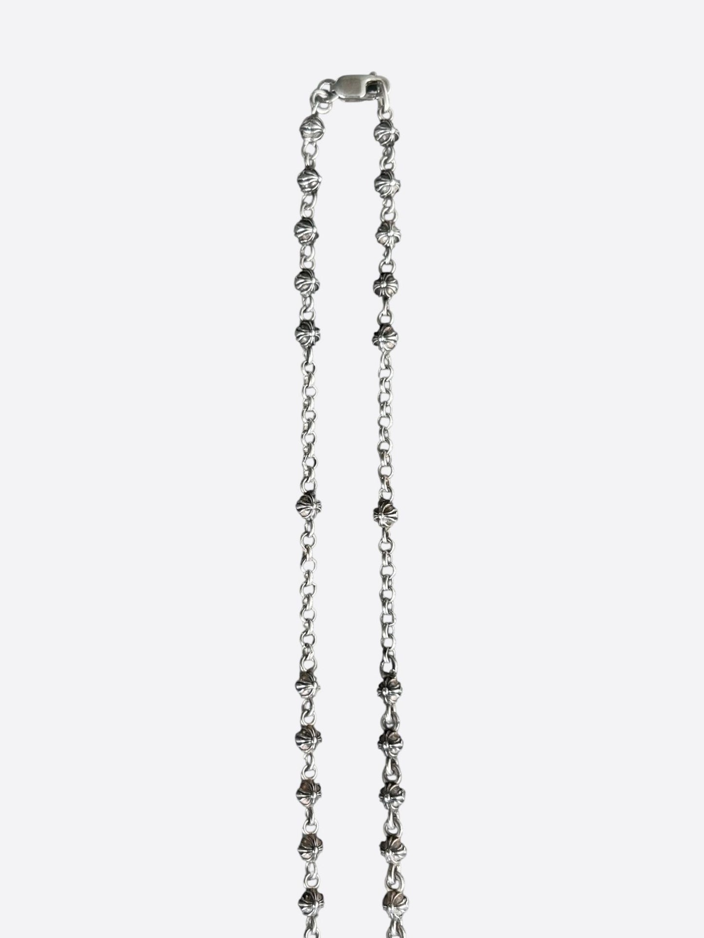 Chrome Hearts Rosary Bead Chain Silver Necklace