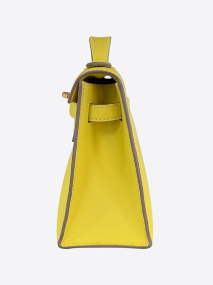 Hermes Lime Swift & Gold Hardware Kelly Pochette