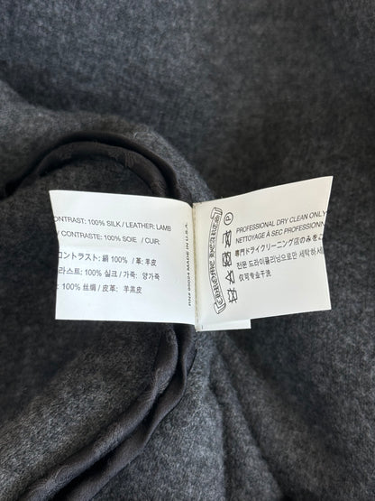 Chrome Hearts Black Leather Cross Patch Cashmere Zip Up Hoodie