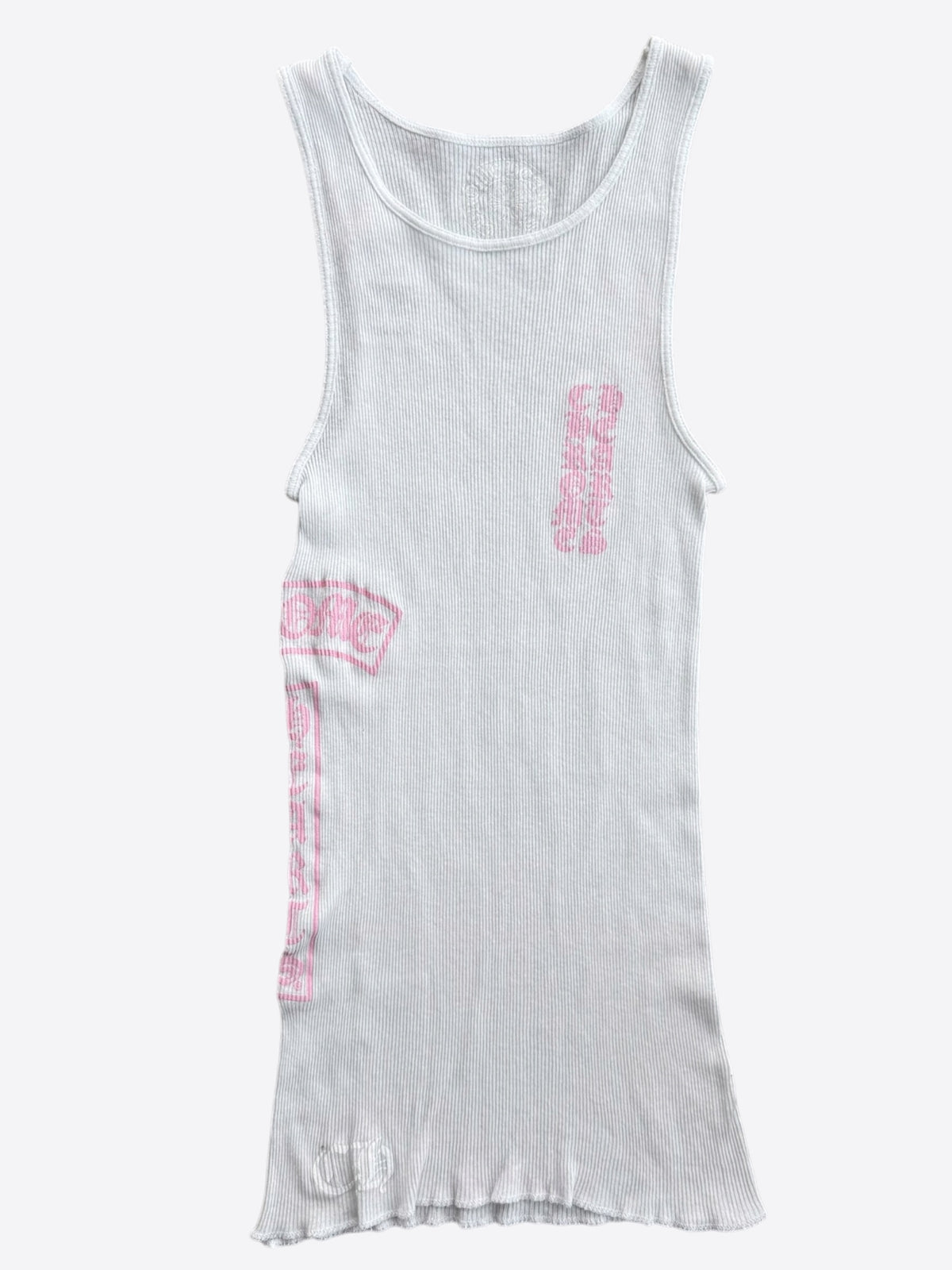 Chrome Hearts White & Pink T-Bar Logo Tank Top
