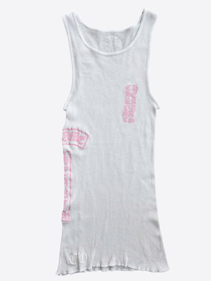 Chrome Hearts White & Pink T-Bar Logo Tank Top