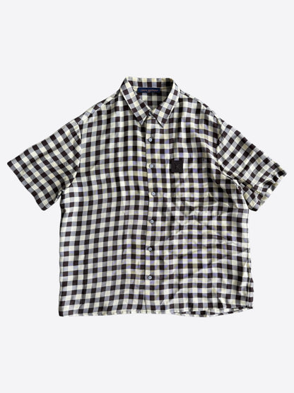 Louis Vuitton White & Brown Damier Button Up Shirt