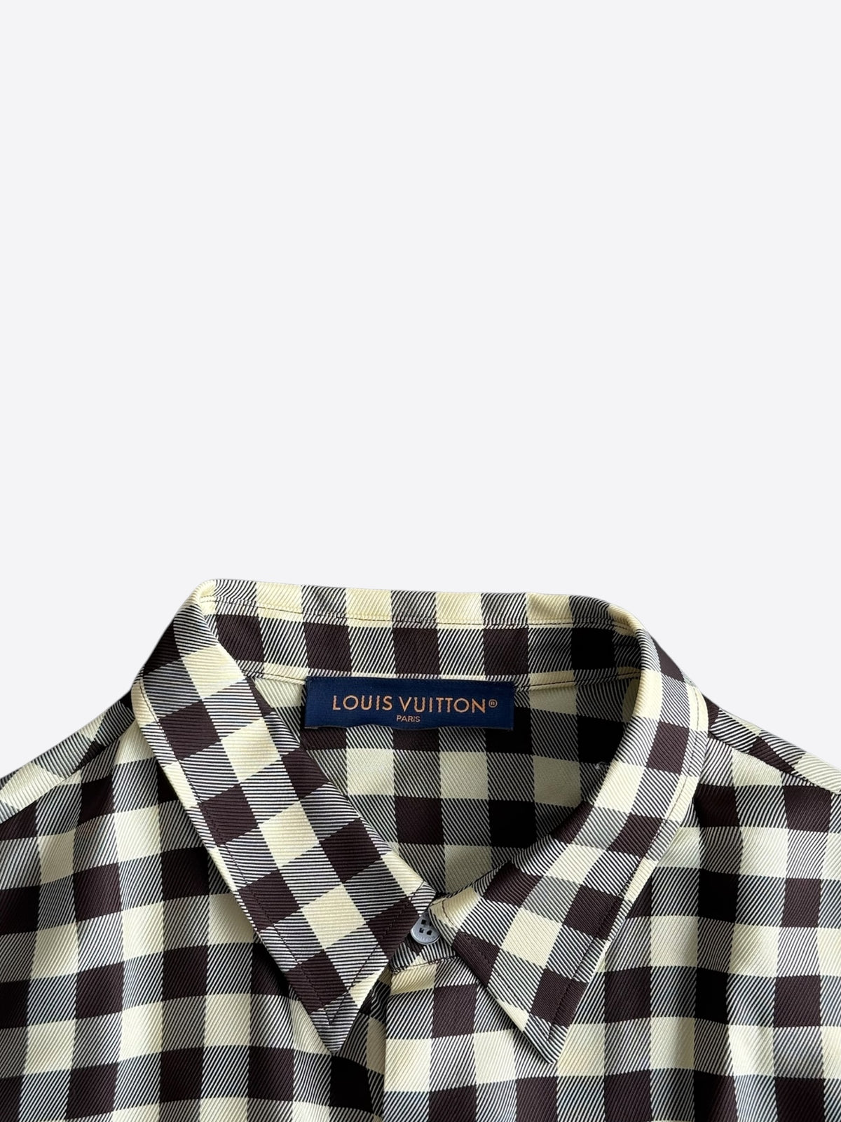 Louis Vuitton White & Brown Damier Button Up Shirt