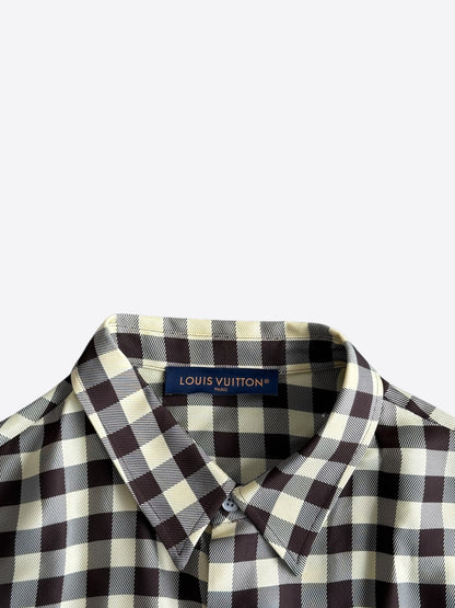 Louis Vuitton White & Brown Damier Button Up Shirt