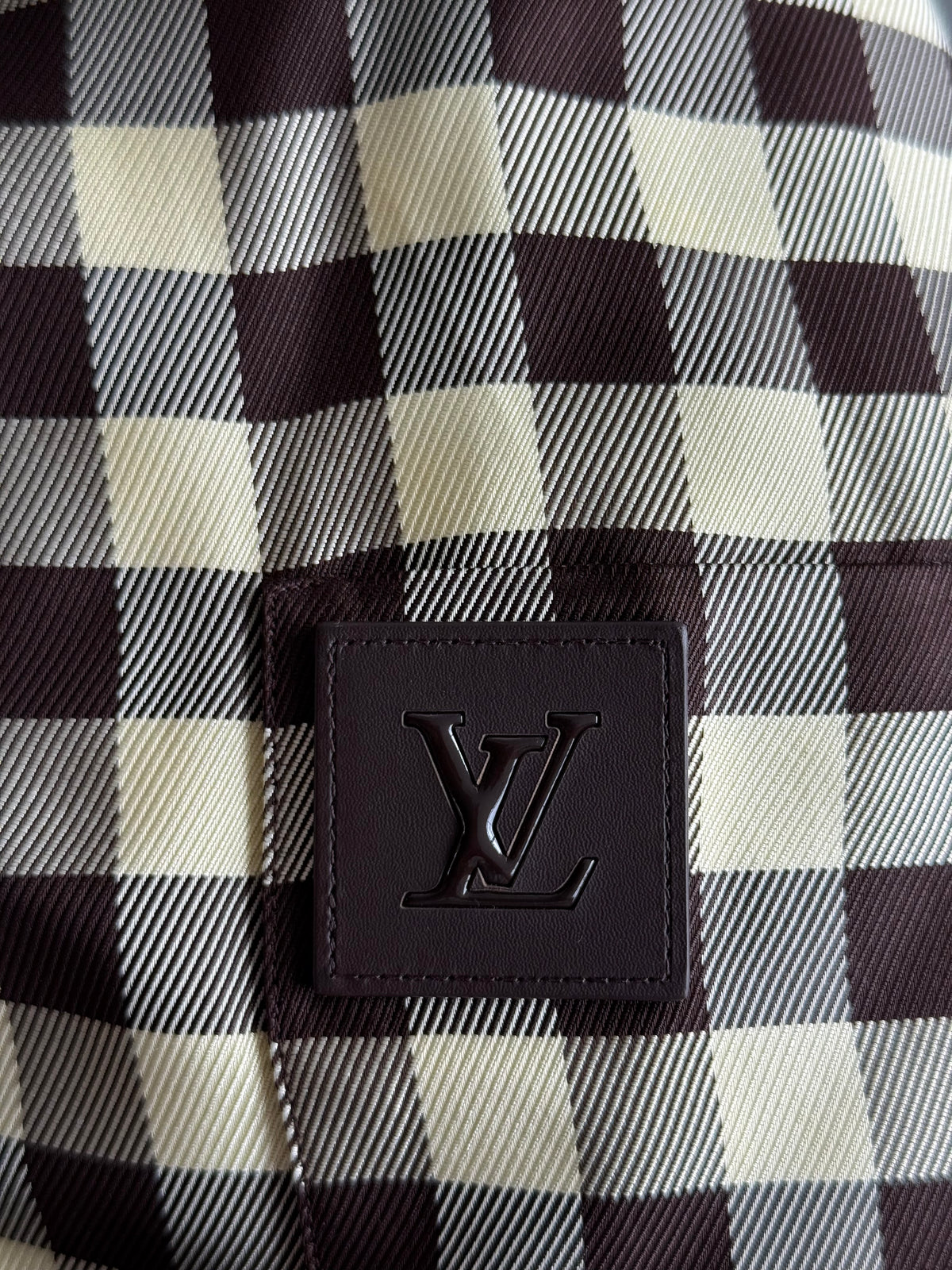 Louis Vuitton White & Brown Damier Button Up Shirt
