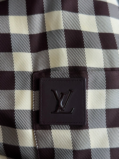 Louis Vuitton White & Brown Damier Button Up Shirt