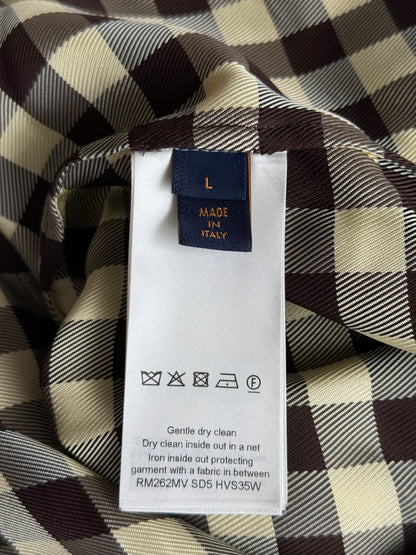 Louis Vuitton White & Brown Damier Button Up Shirt