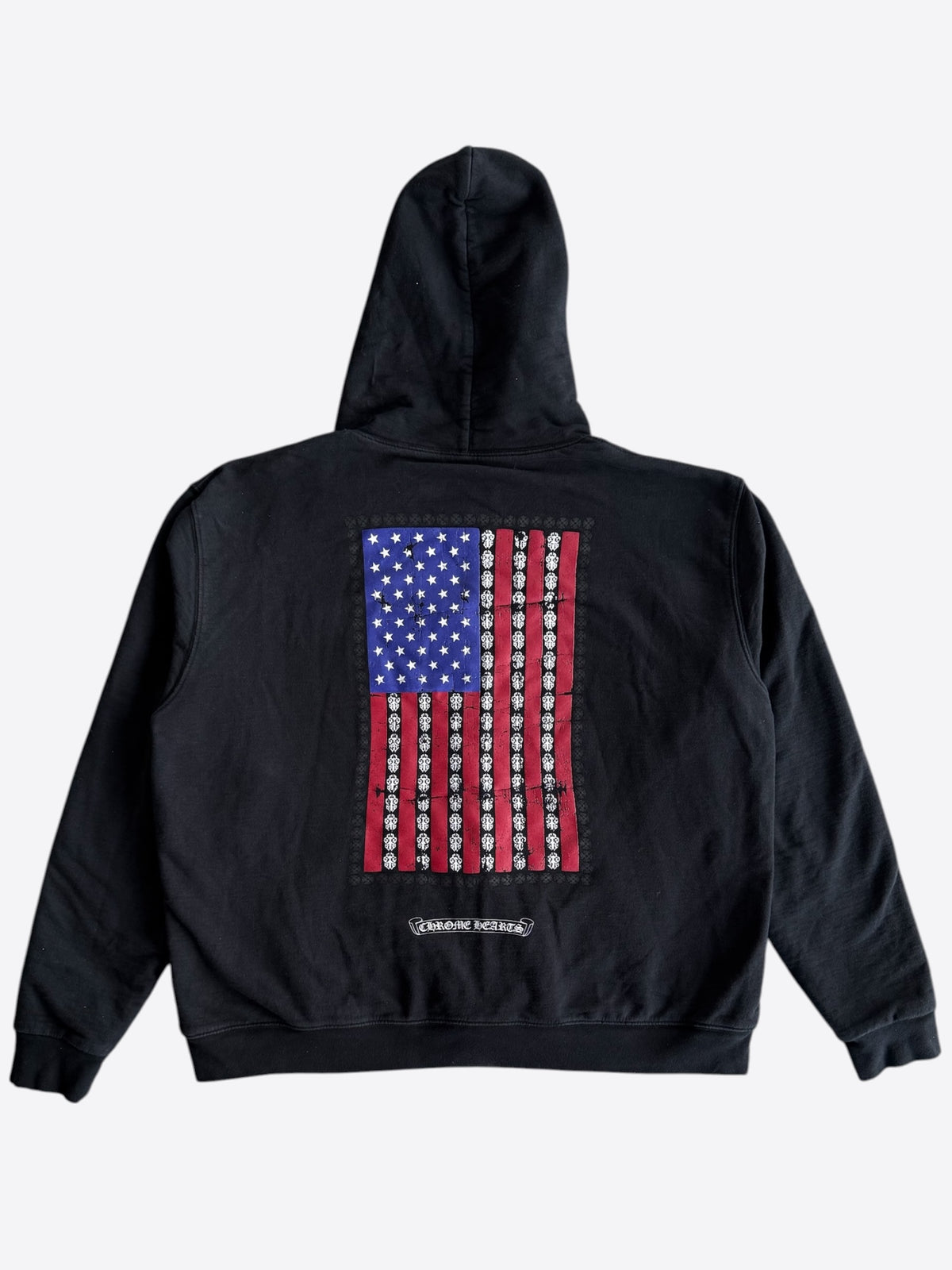 Chrome Hearts Black USA Flag Thermal Zip Up Hoodie