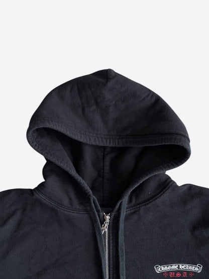 Chrome Hearts Black USA Flag Thermal Zip Up Hoodie