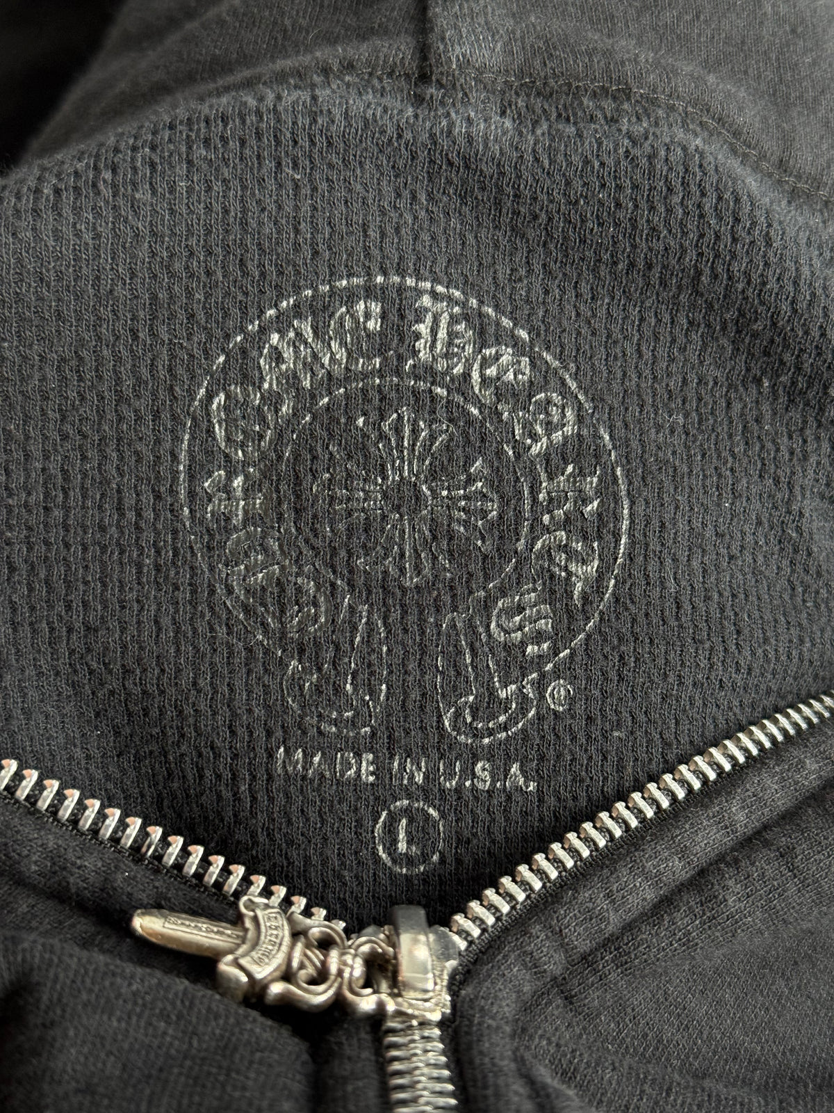 Chrome Hearts Black USA Flag Thermal Zip Up Hoodie