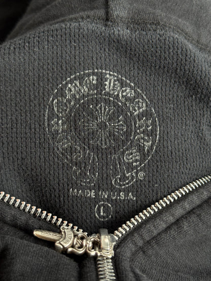 Chrome Hearts Black USA Flag Thermal Zip Up Hoodie