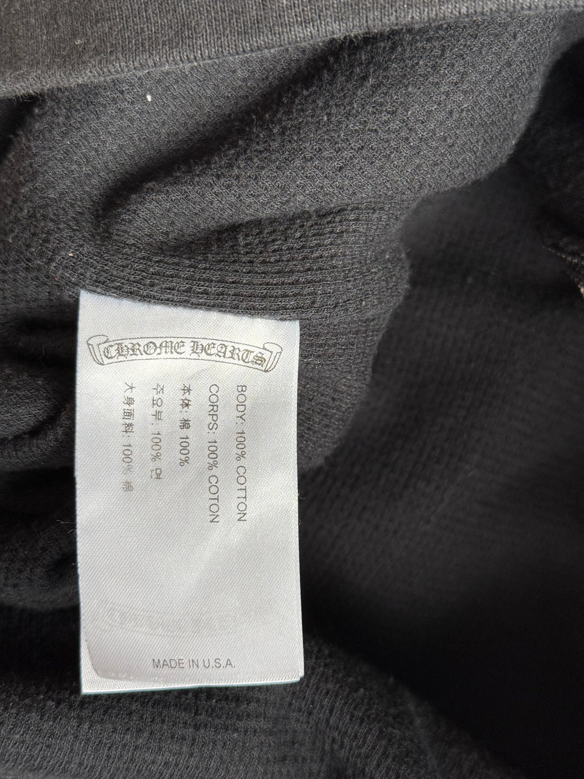 Chrome Hearts Black USA Flag Thermal Zip Up Hoodie