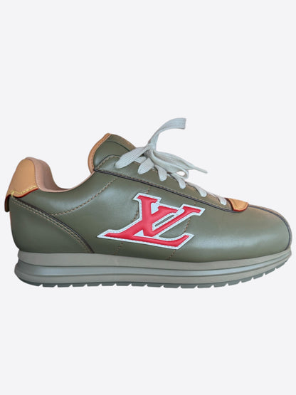 Louis Vuitton Khaki & Red Buttersoft Sneakers