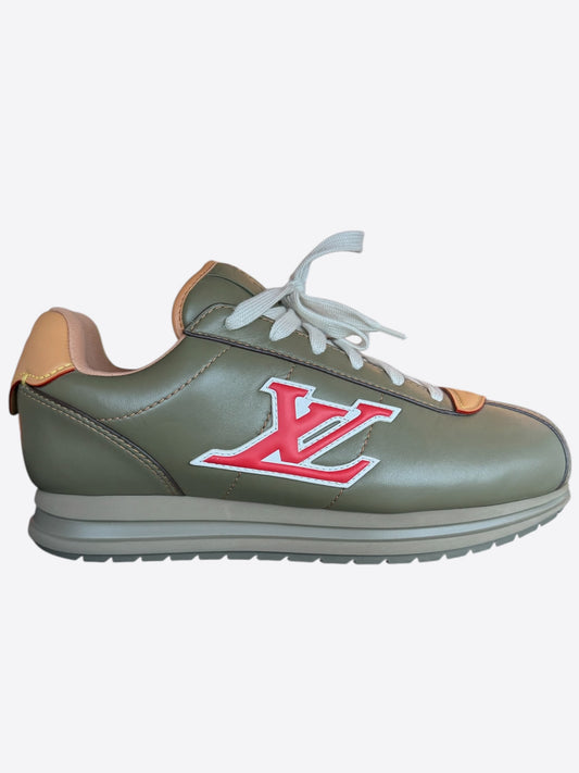 Louis Vuitton Khaki & Red Buttersoft Sneakers