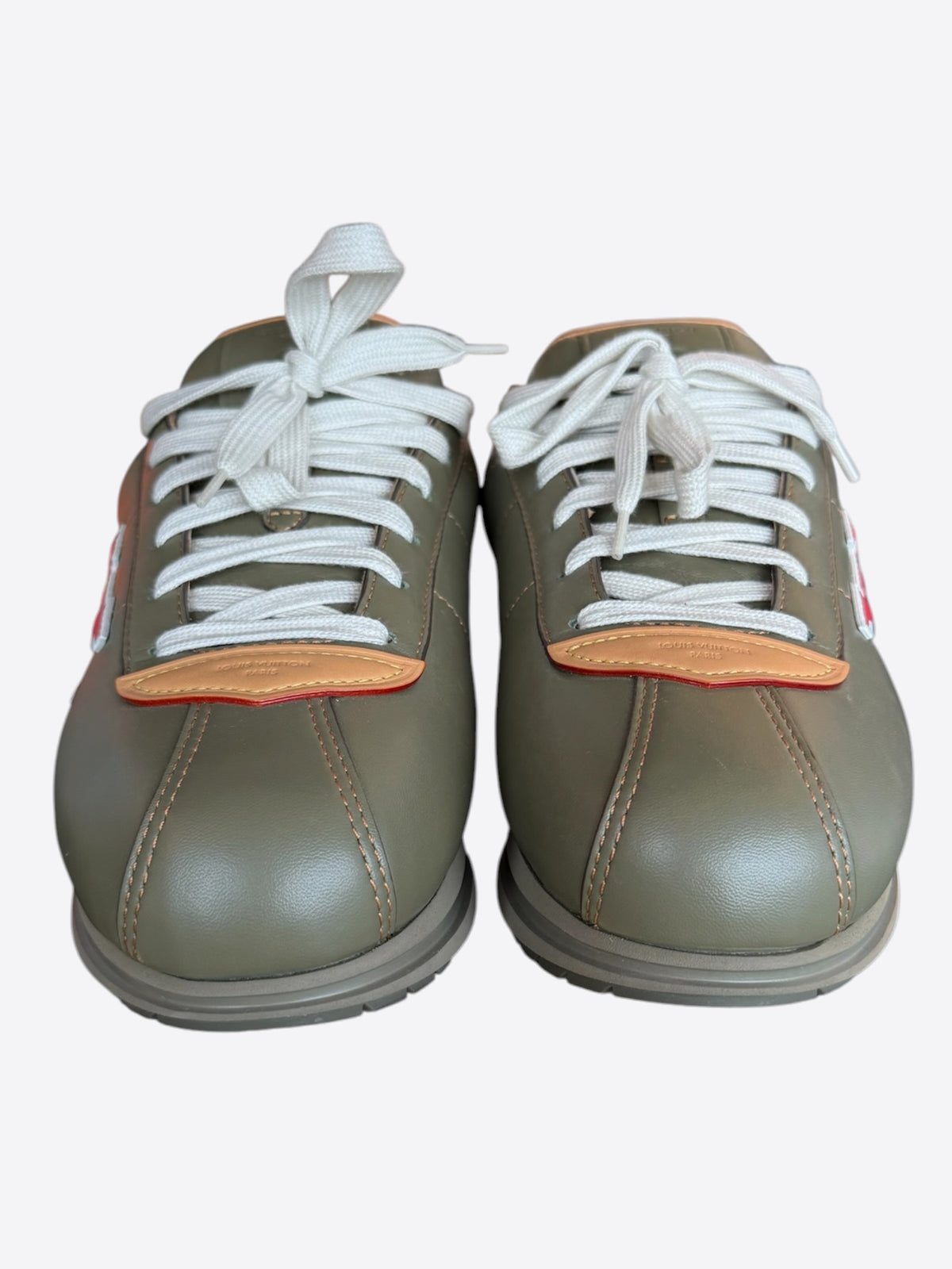 Louis Vuitton Khaki & Red Buttersoft Sneakers