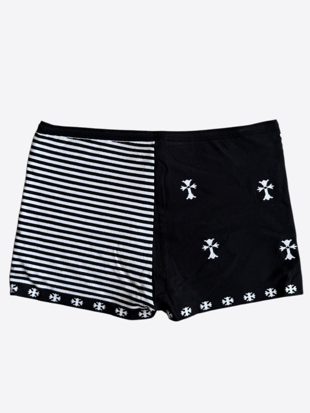 Chrome Hearts Black & White Striped Cross Women's Shorts