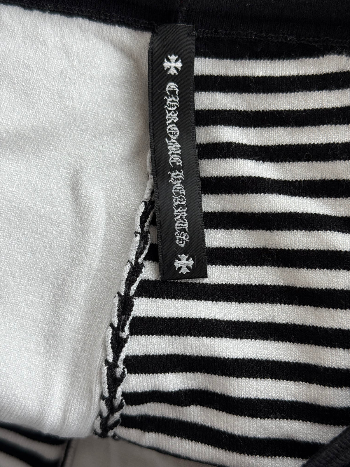 Chrome Hearts Black & White Striped Cross Women's Shorts