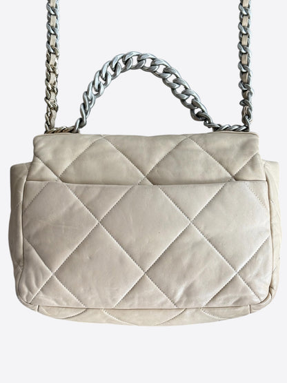 Chanel Beige Lambskin Quilted Large 19 Flap Bag