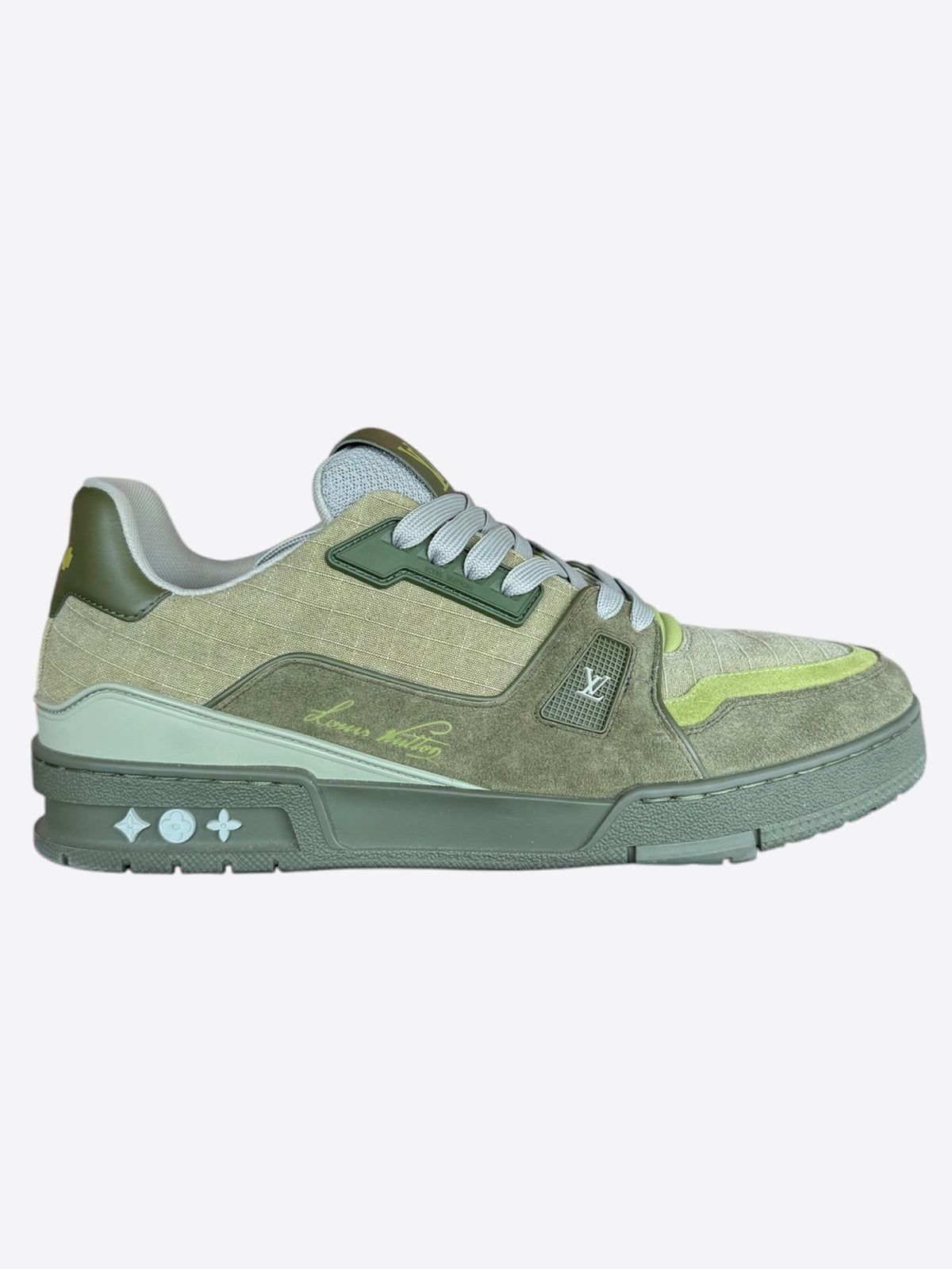 Louis Vuitton Khaki Green Suede Trainers