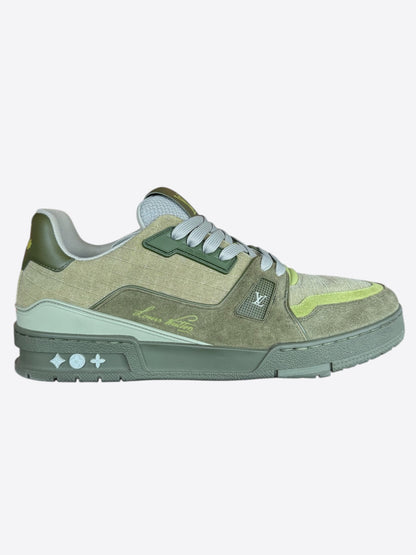 Louis Vuitton Khaki Green Suede Trainers
