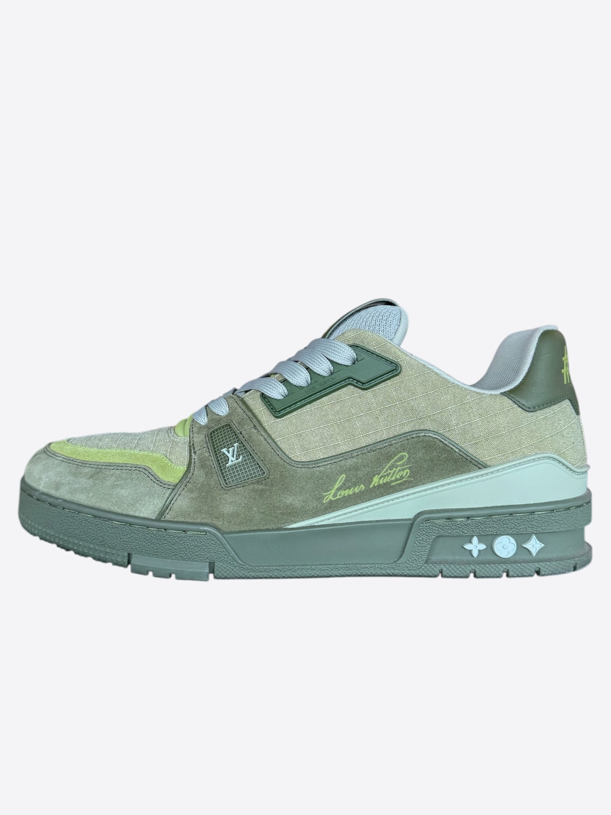 Louis Vuitton Khaki Green Suede Trainers