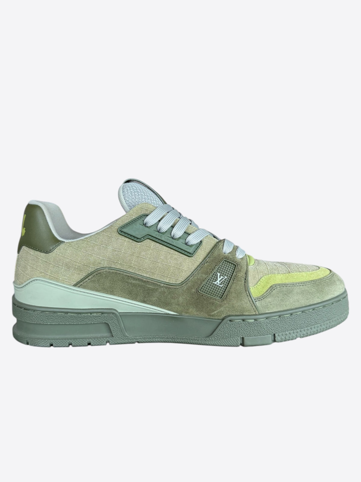 Louis Vuitton Khaki Green Suede Trainers