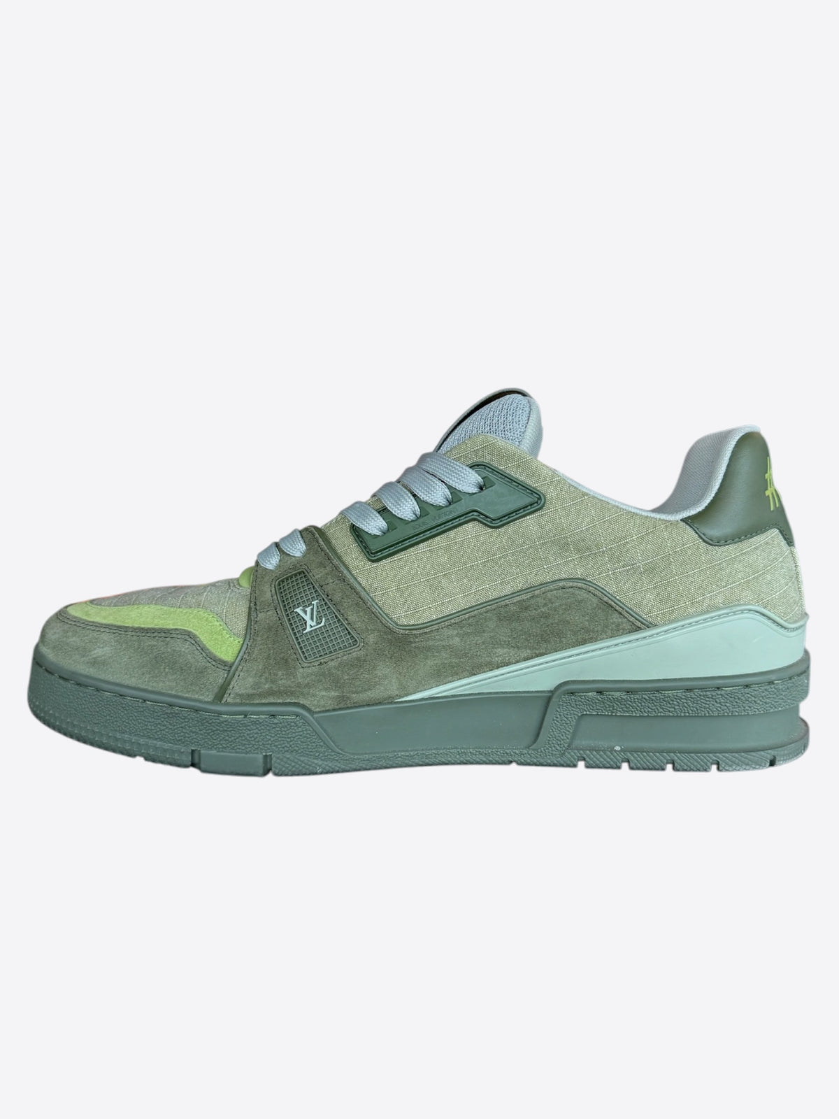 Louis Vuitton Khaki Green Suede Trainers