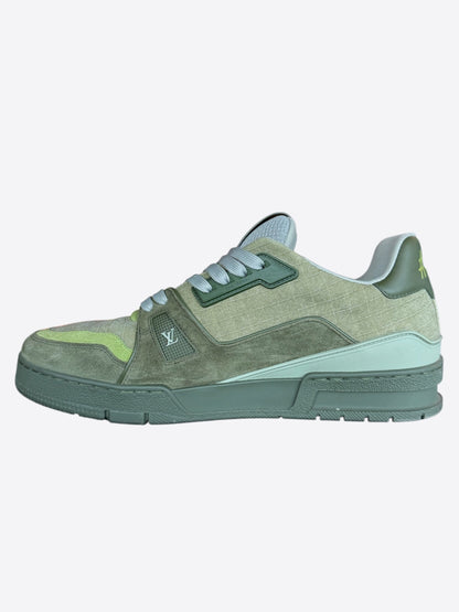 Louis Vuitton Khaki Green Suede Trainers