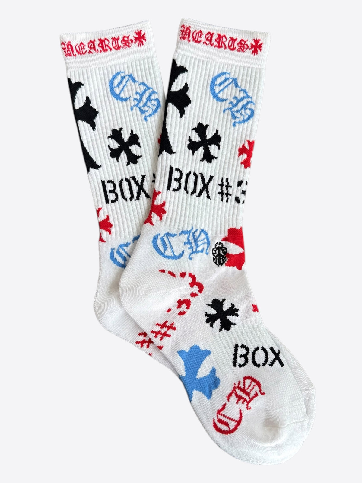 Chrome Hearts White & Multicolor Stencil Logo Socks