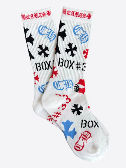 Chrome Hearts White & Multicolor Stencil Logo Socks