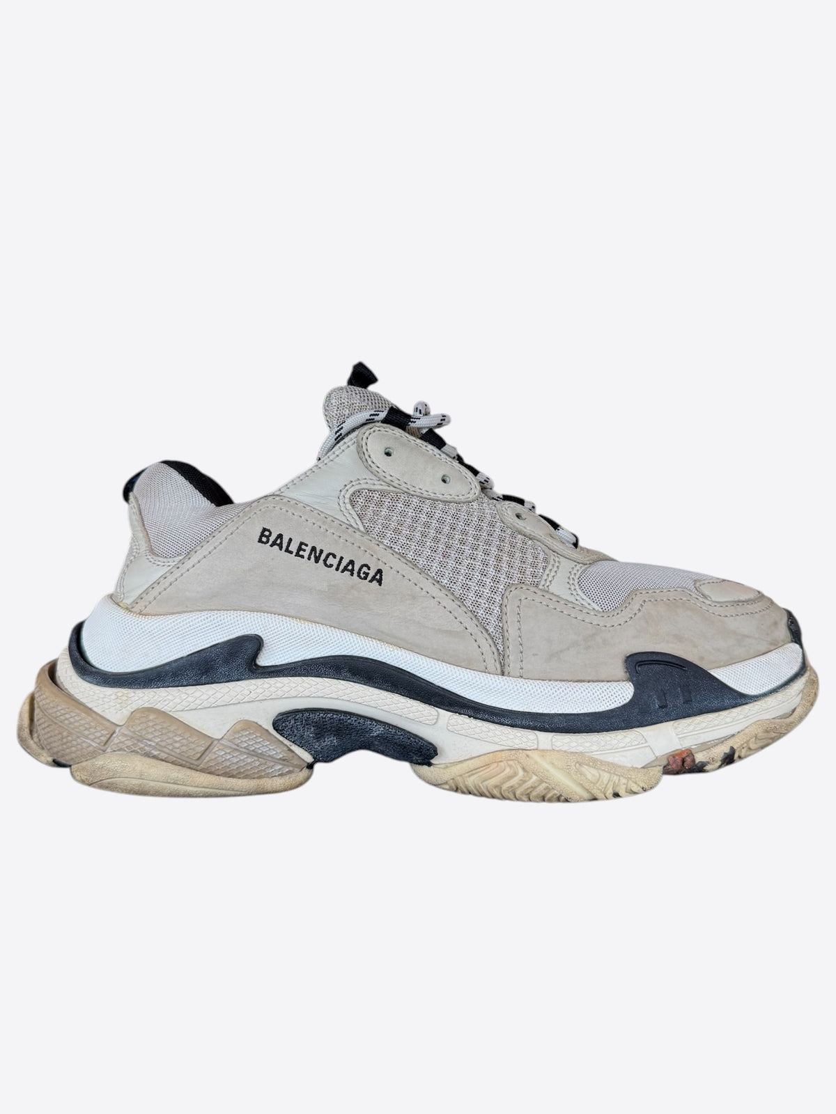Balenciaga Grey & Navy Triple S Sneakers