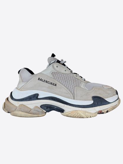 Balenciaga Grey & Navy Triple S Sneakers