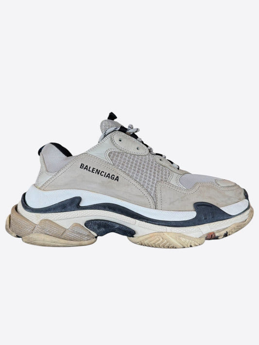Balenciaga Grey & Navy Triple S Sneakers
