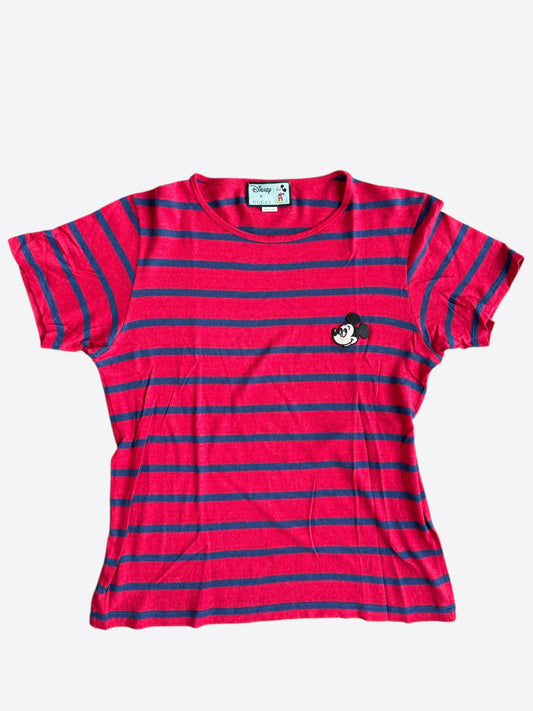 Gucci Disney Red & Navy Striped Mickey Mouse T-Shirt