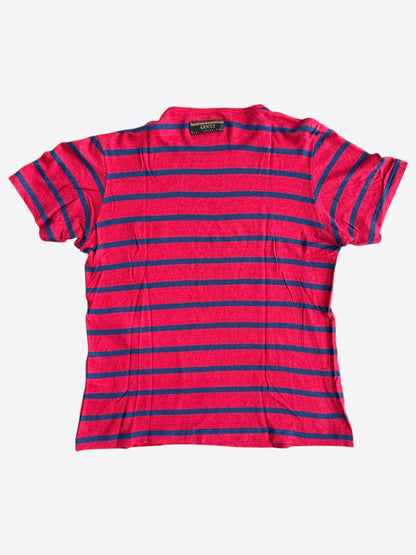 Gucci Disney Red & Navy Striped Mickey Mouse T-Shirt