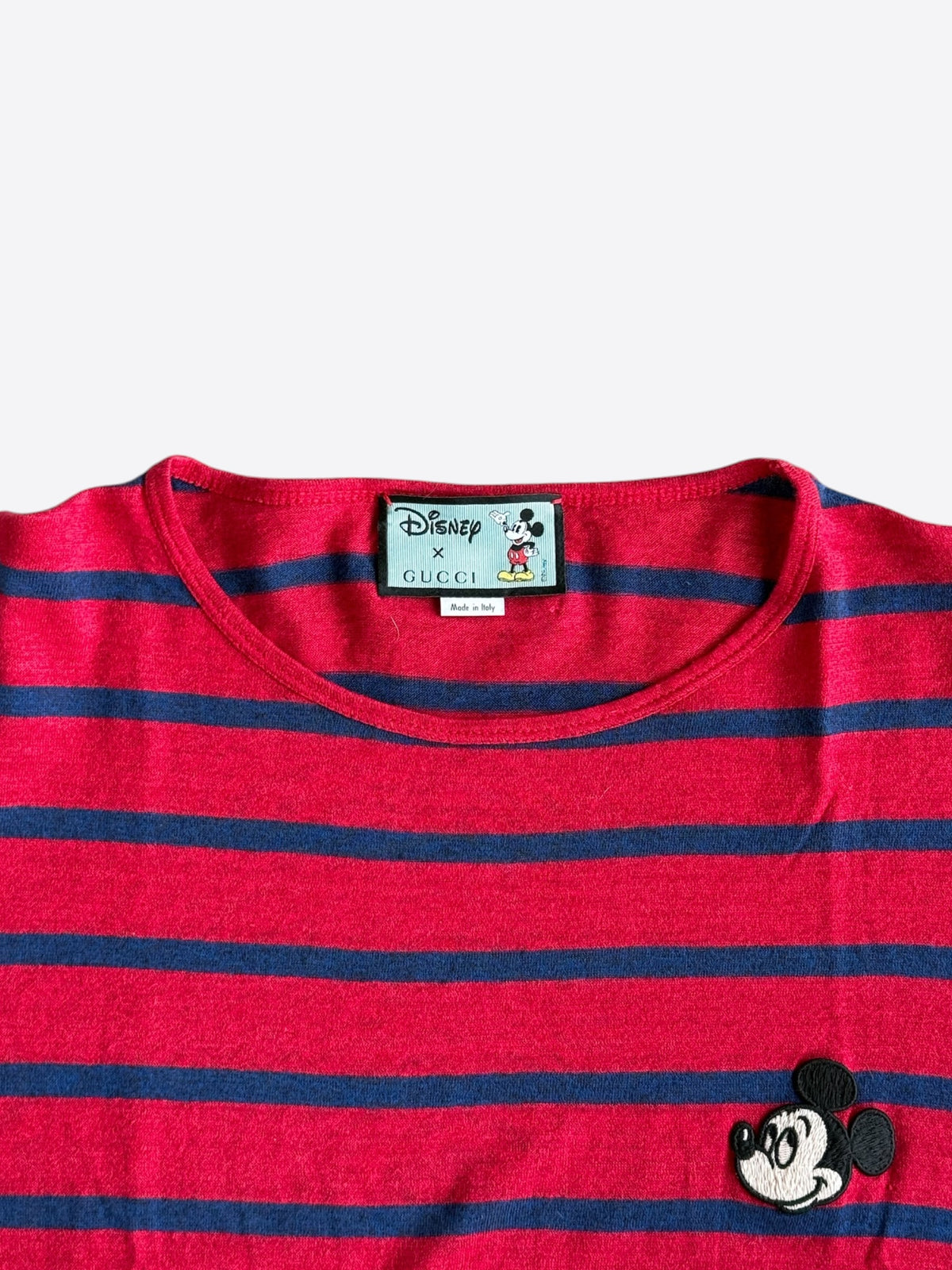 Gucci Disney Red & Navy Striped Mickey Mouse T-Shirt